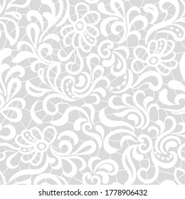 Vector Embroidery artwork Lace seamless surface pattern Baroque Rococo Decorative
