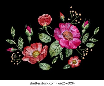 Vector embroidery with flowers