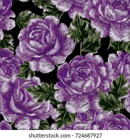 Vector embroidery with roses.