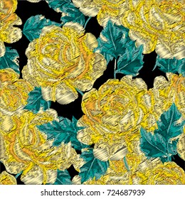 Vector embroidery with roses.
