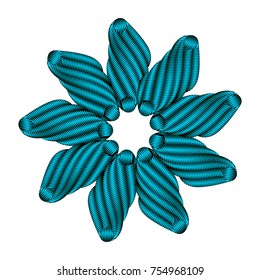 Vector embroidery round  pattern.  Blue volume design
