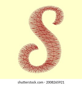 Vector embroidery S letter or logo. 