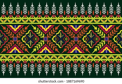 Estilo de bordado vectorial Patrón geométrico étnico oriental sin costuras Diseño tradicional para fondo, alfombra, papel pintado, ropa, envoltura, batik, tela, EP.1.Utilizado para decorar utensilios de tela, portadas de libros