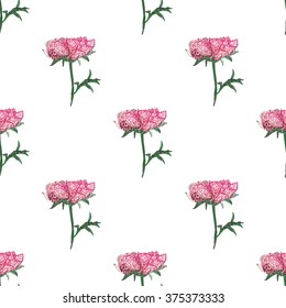 Vector embroidery. Vintage embroidery peony sketch, flower, peony bulb, peony, peony flower on white wallpaper background. Beautiful painting embroidery floral seamless pattern on white backdrop