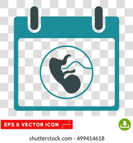Vector Embryo Calendar Day EPS vector icon. Illustration style is flat iconic bicolor soft blue symbol on a transparent background.
