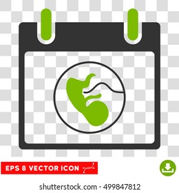 Vector Embryo Calendar Day EPS vector pictograph. Illustration style is flat iconic bicolor eco green and gray symbol on a transparent background.