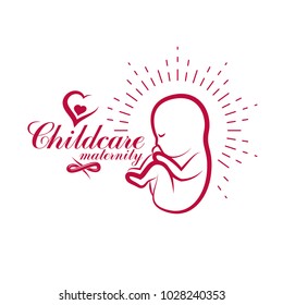 Vector embryo illustration. New life beginning drawing. Maternity hospital advertising flyer