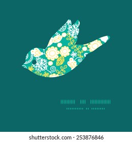 Vector emerald flowerals bird silhouette pattern frame