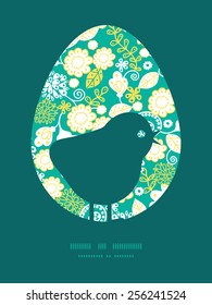 Vector emerald flowerals chicken silhouette Easter frame