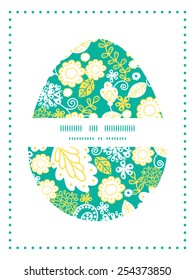 Vector emerald flowerals Easter egg sillhouette frame card template