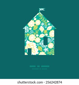 Vector emerald flowerals house silhouette pattern frame