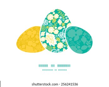 Vector emerald flowerals three matching Easter egg sillhouettes frame card template