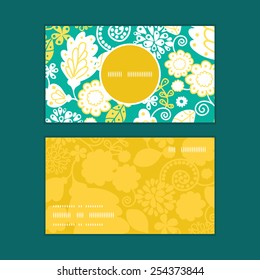 Vector emerald flowerals vertical round frame pattern business cards set