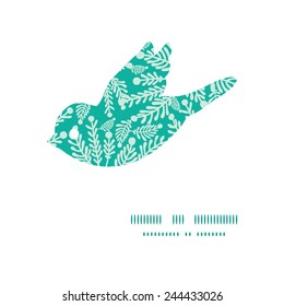 Vector emerald green plants bird silhouette pattern frame