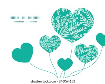 Vector emerald green plants heart symbol frame pattern invitation greeting card template