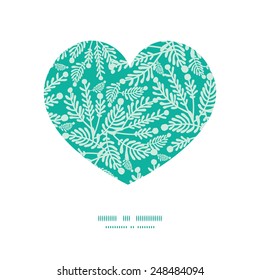 Vector emerald green plants heart silhouette pattern frame