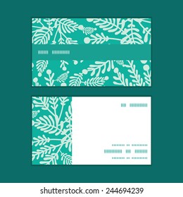 Vector emerald green plants horizontal stripe frame pattern business cards set