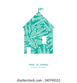Vector emerald green plants house silhouette pattern frame