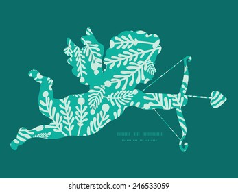 Vector emerald green plants shooting cupid silhouette frame pattern invitation greeting card template