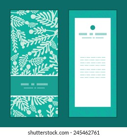 Vector emerald green plants vertical frame pattern invitation greeting cards set