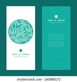 Vector emerald green plants vertical round frame pattern invitation greeting cards set