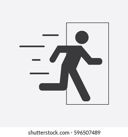 vector emergency exit black icon. Modern graphic element