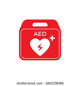 Vector Emergency First Aid Defibrillator icon, AED symbol on isolated white background for UI/UX and website.