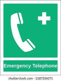 vector emergency and first aid sign iso standard icon pictogram emergency telephone 
