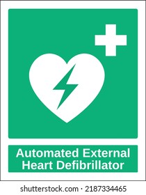 vector emergency and first aid sign iso standard icon pictogram automated external heart defibrillator