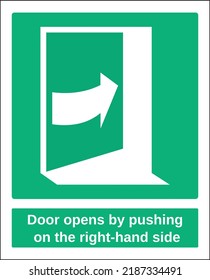 vector emergency and first aid sign iso standard icon pictogram door open pushing right hand side
