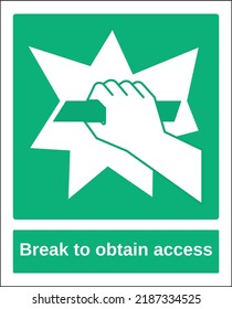 Vektor-Notfall-und Erste-Hilfe-Zeichen iso Standard-Symbol-Piktogramm-Pause, um Zugang zu erhalten 