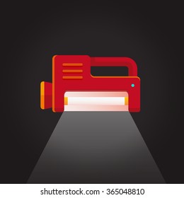 vector emergency light fixture / flashlight / flat, icon, long shadow / lighting up the dark