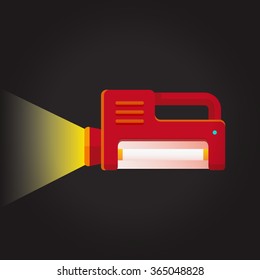 vector emergency light fixture / flashlight / flat, icon, long shadow / lighting up the dark