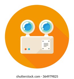 vector emergency light / two eyes light / flat, icon, long shadow / orange on white