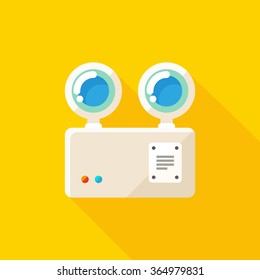 vector emergency light / two eyes light / flat, icon, long shadow / yellow