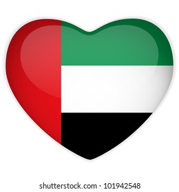 Vector - Emirates Flag Heart Glossy Button