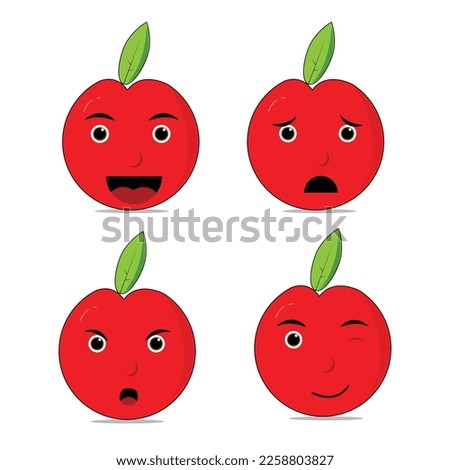 vector emoji apple with 4 expresi in the white background Imagine de stoc © 