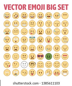 Vector emoji big set. Emoticon vector flat collection