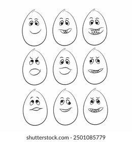 VECTOR: Emoji Character : Black and white egg
