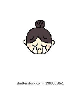 vector Emoji cry concept in pixel art