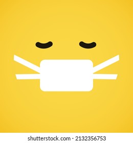 Vector Emoji With Face Mask Illustration. Emoticon Face Icon Illustration. Vector Design Art Trendy Communication Chat Elements. For Cards, T-Shirts, Wallpaper, Greeting Cards, etc.