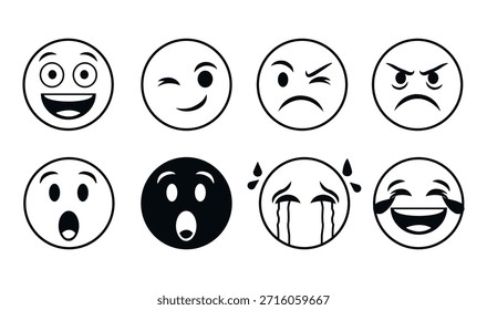 Vector Emoji Caras Mostrando Diferentes Sentimientos y Reacciones	
