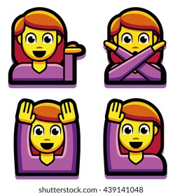 Vector Emoji Girl Set Isolated On White Background