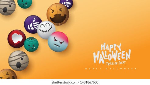 Vector emoji halloween character design cute.