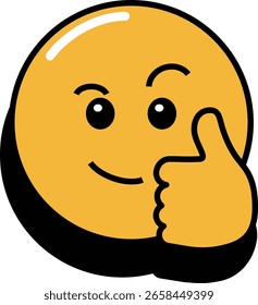 Vetor Emoji ícone 2d face polegares para cima
