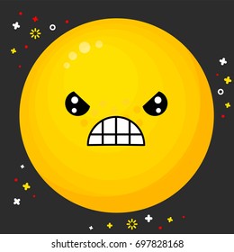 Vector emoji icon. Emoticon for websites and mobile websites and apps. Flat line evil icon.