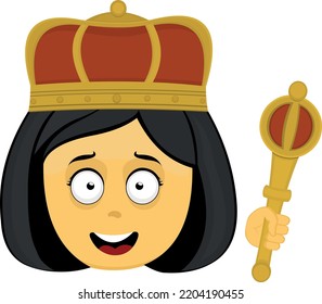 Vector emoji illustration of a cartoon yellow queen with crown and scepter in hand