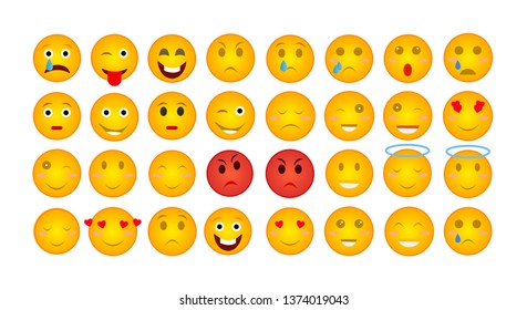 Vector emoji isolated set. All emojis collection. Emoticons in one set