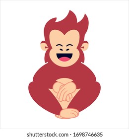 Vector Emoji Kawaii Cute Cartoon Monkey with Normal Face Full Body Isolated