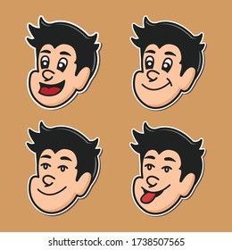Vector Emoji Monkeys Set Isolated On Brown Background